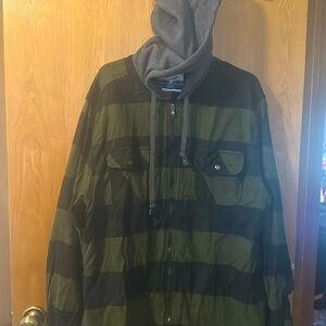 Dark Green/ Black with Gray Hood zip up xl